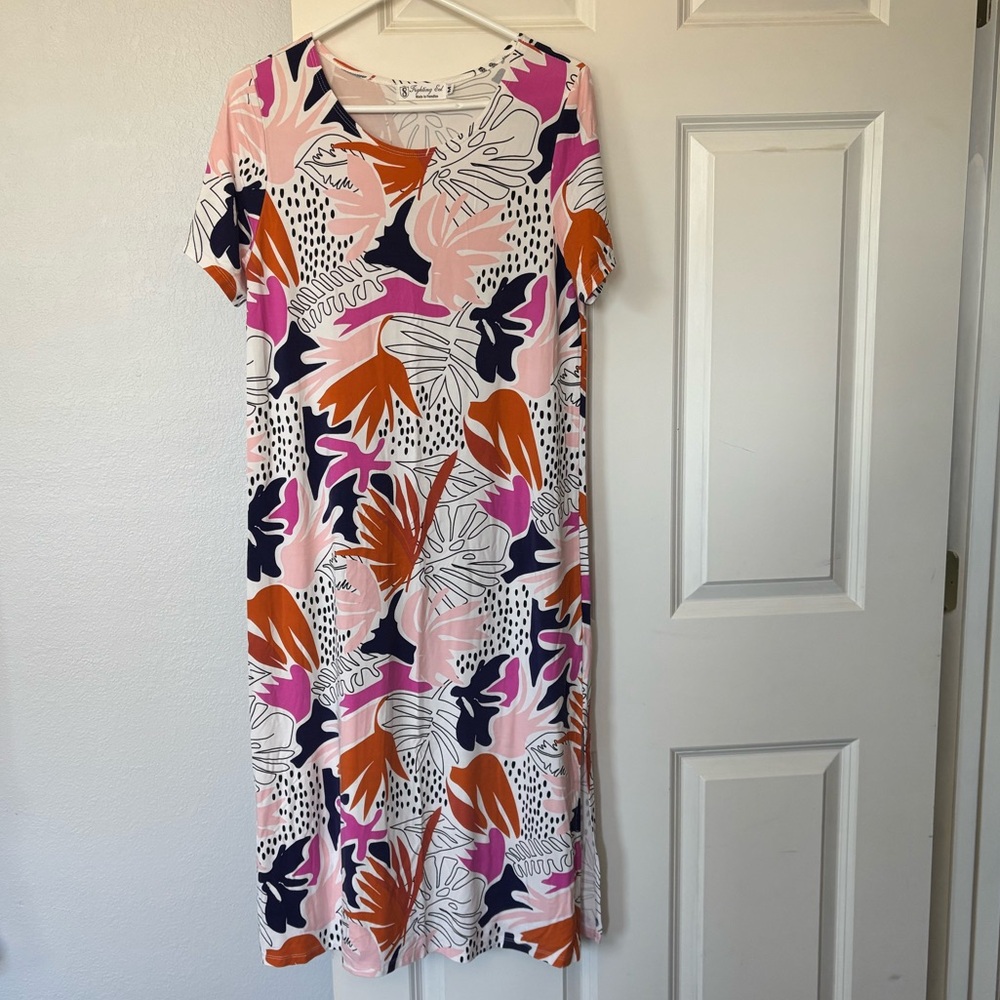 FIGHTING EEL Colorful Abstract Print Dress